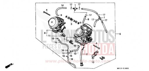 CARBURETOR (ASSY.) XRV750N de 1992